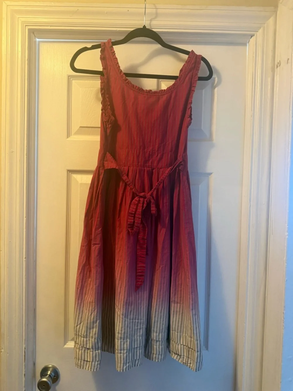 Converse One Star Ombre Sundress Size S Pink Stripe Tie Back Cotton Summer Dress - Picture 4 of 12